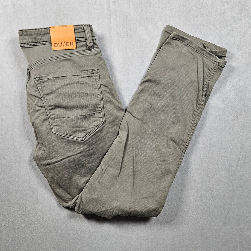 DU/ER No Sweat Relaxed Taper Pants Mens 32x30 Light Fern Green Durable Stretch
